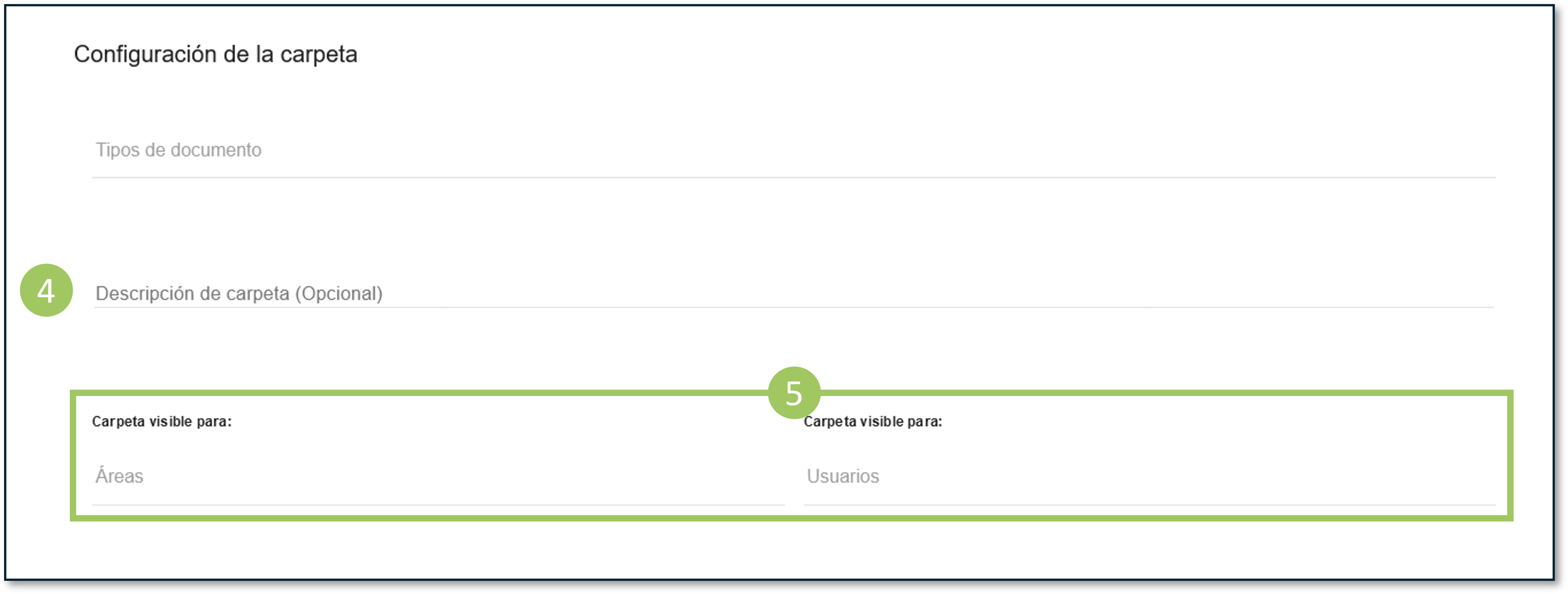 Configuración de la carpeta.