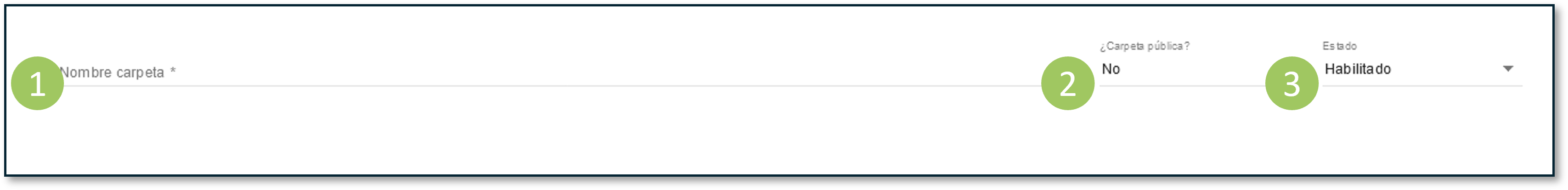 Formulario de alta de carpetas.