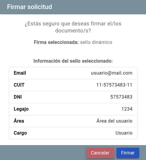 Selección de sello dinámico en SUDOCU