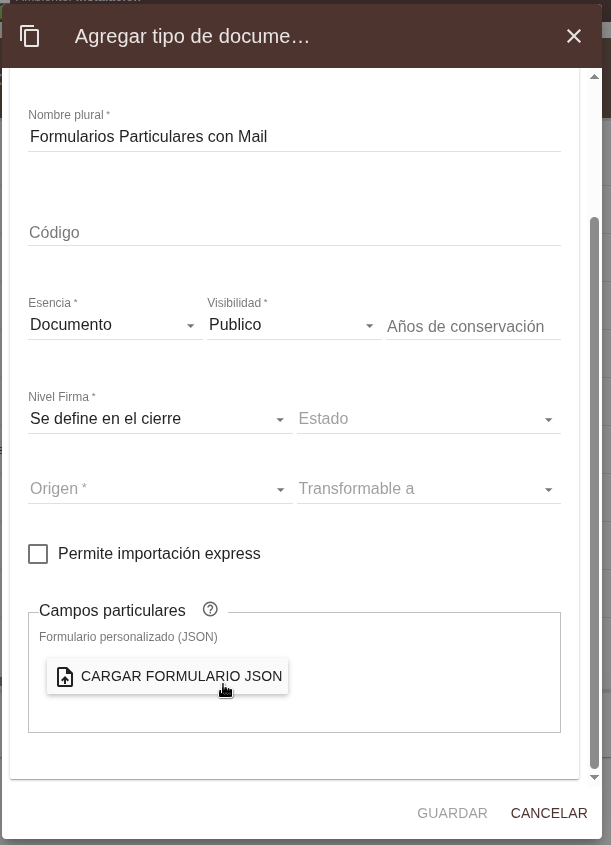 Cargar formulario JSON