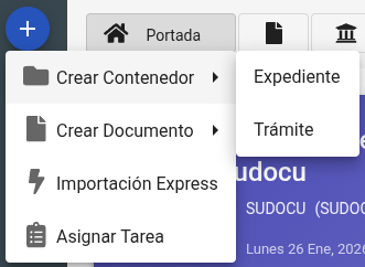 Creación de documentos, contenedores y trámites